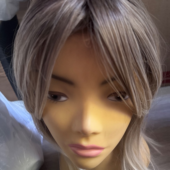 12” Brown Blonde Highlights Hair Topper - Picture 6 of 6